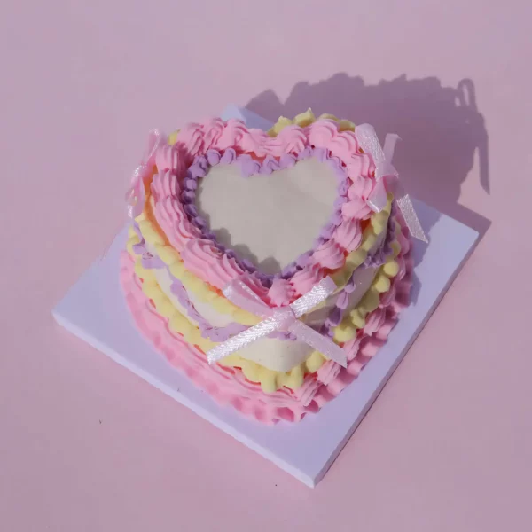 Air Dry Clay Heart Cake Kit in Pastel Hues - Princess Style with Ribbon Bows