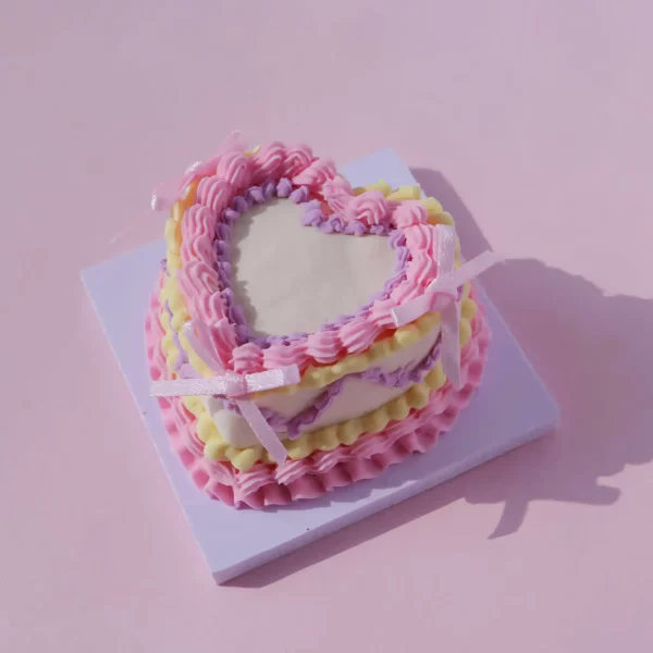 Air Dry Clay Heart Cake Kit in Pastel Hues - Princess Style with Ribbon Bows