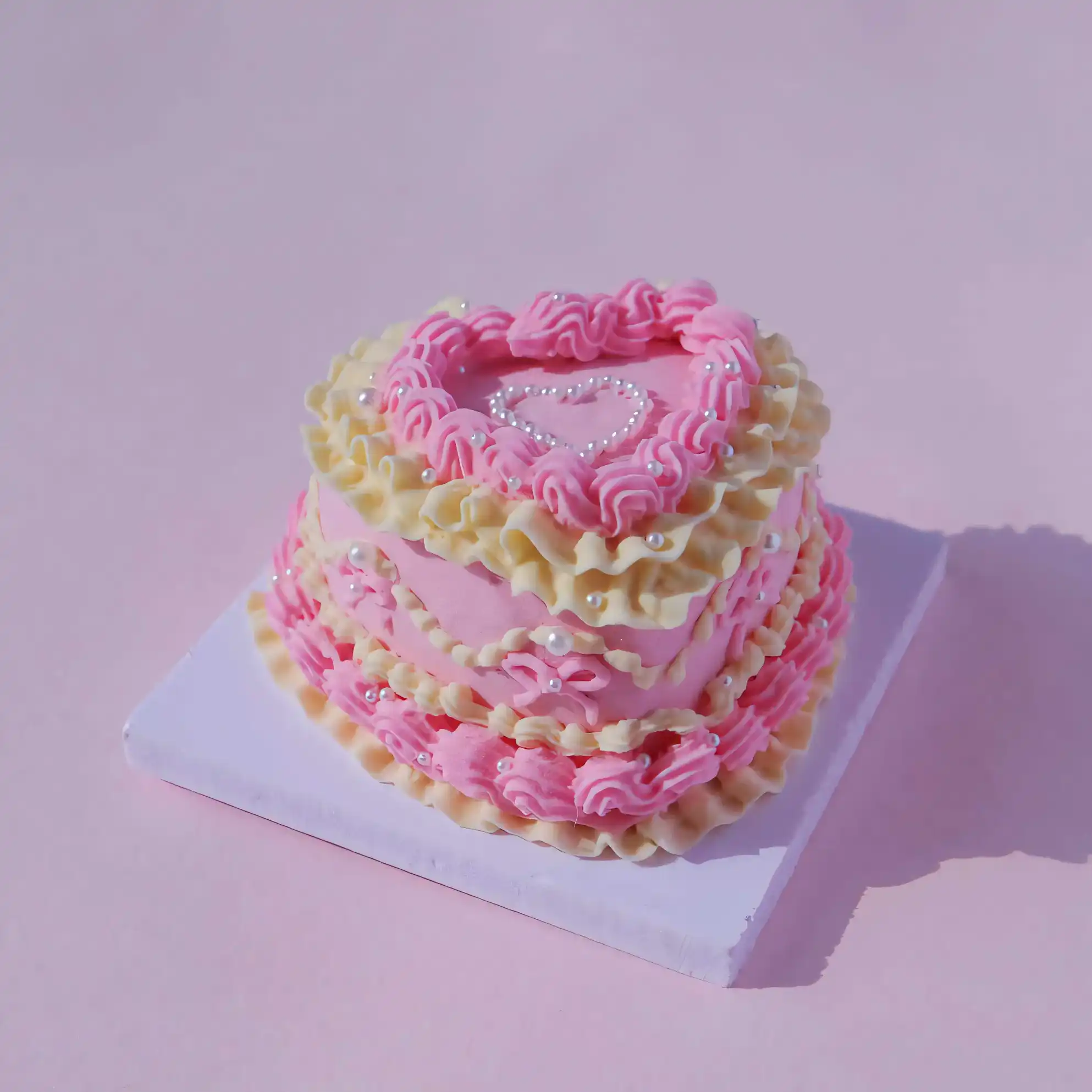 Romantic Retro Air Dry Clay Cake Set - Pastel Colors and Pearled Hearts Romantic Retro Air Dry Clay Cake Set - Pastel Colors and Pearled Hearts