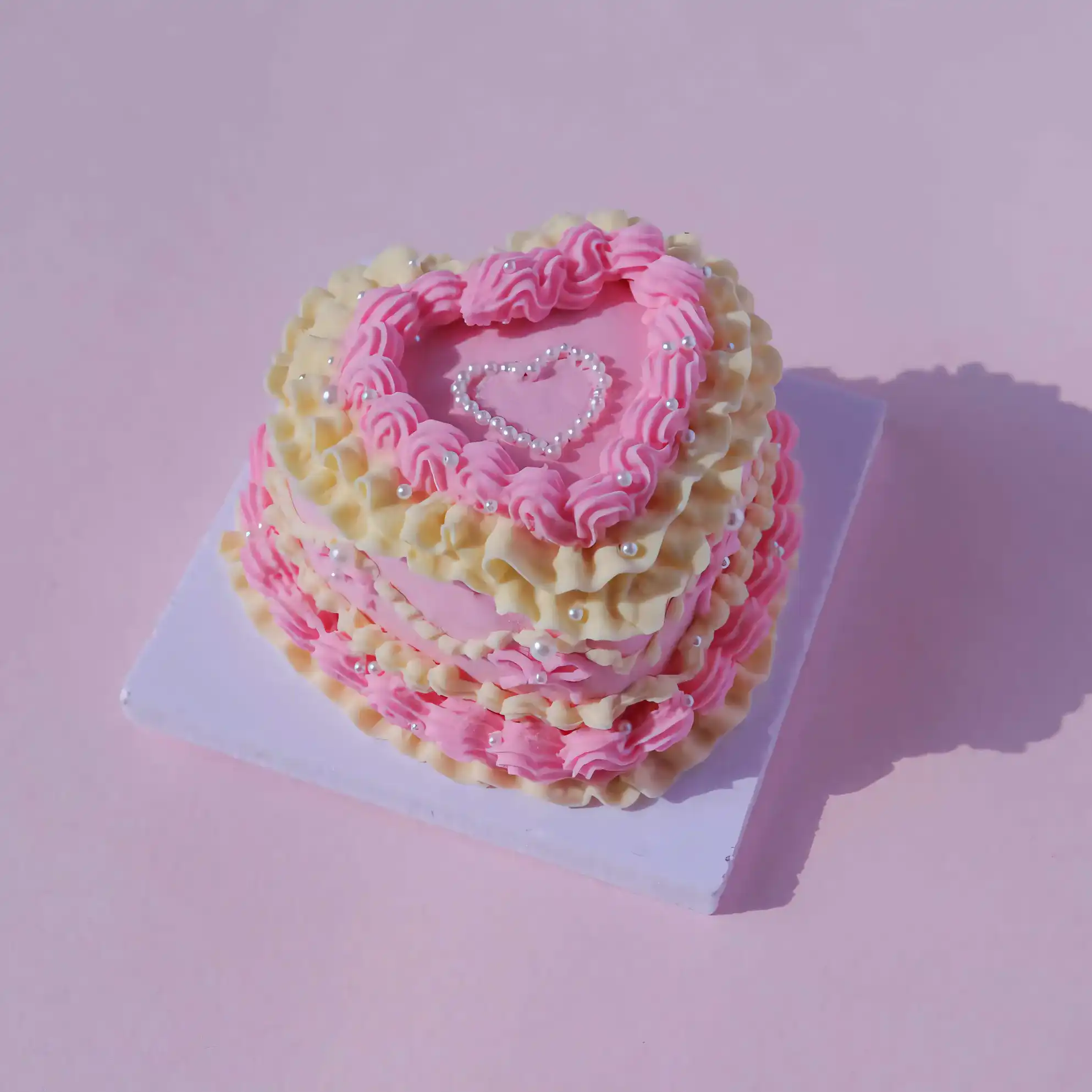 Romantic Retro Air Dry Clay Cake Set - Pastel Colors and Pearled Hearts Romantic Retro Air Dry Clay Cake Set - Pastel Colors and Pearled Hearts