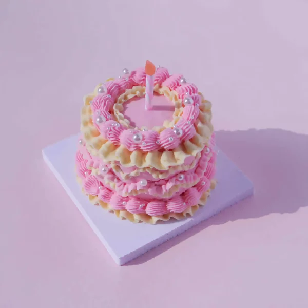 Vintage Vibes Air Dry Clay Cake Kit - Pastel Elegance with Candle & Pearls