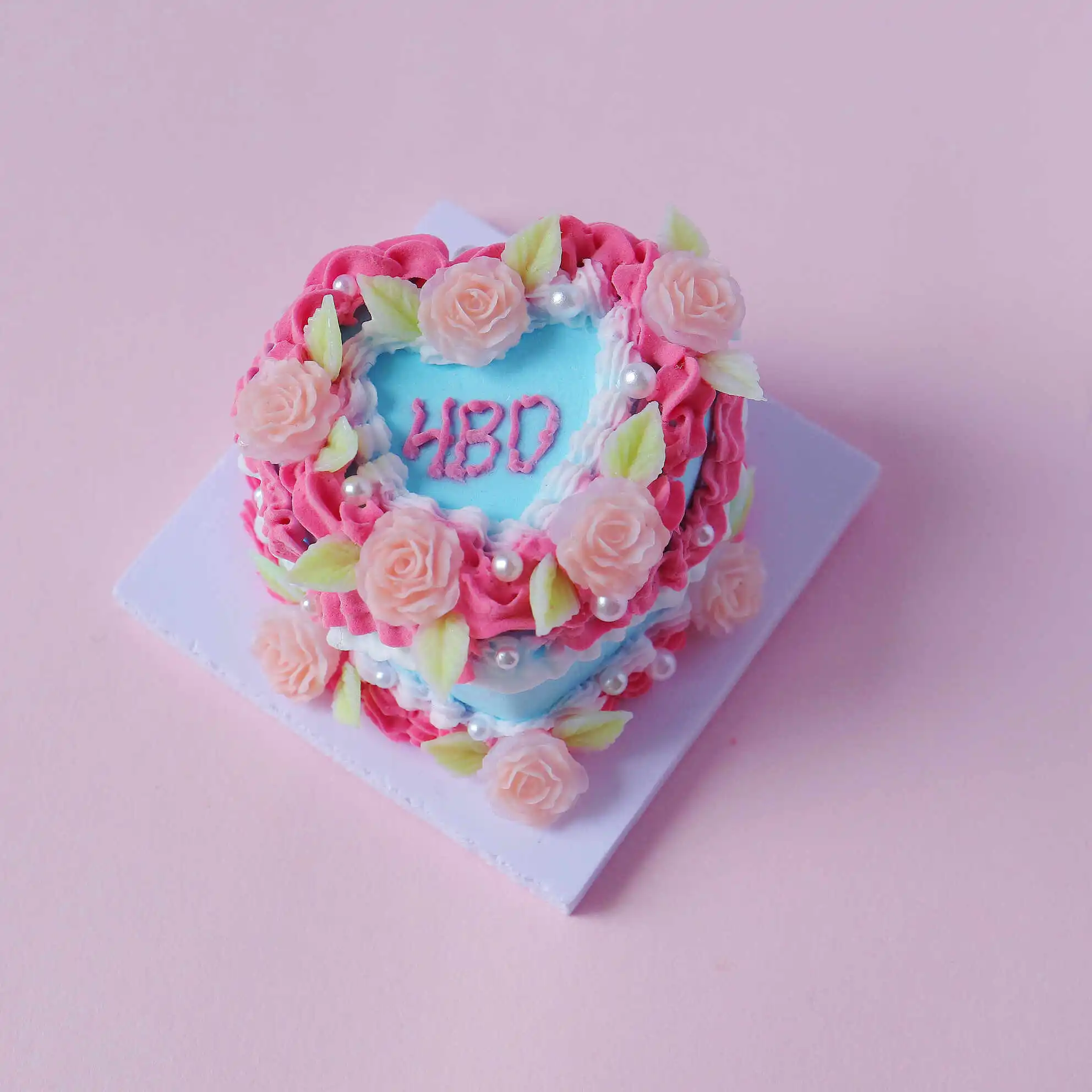 Spring Blossom Air Dry Clay Cake Kit Mini Blue Heart with Pink HBD Spring Blossom Air Dry Clay Cake Kit Mini Blue Heart with Pink HBD - Image 5
