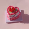 Air Dry Clay Miniature Birthday Cake Set Springtime Blue Heart with Strawberries Air Dry Clay Miniature Birthday Cake Set Springtime Blue Heart with Strawberries
