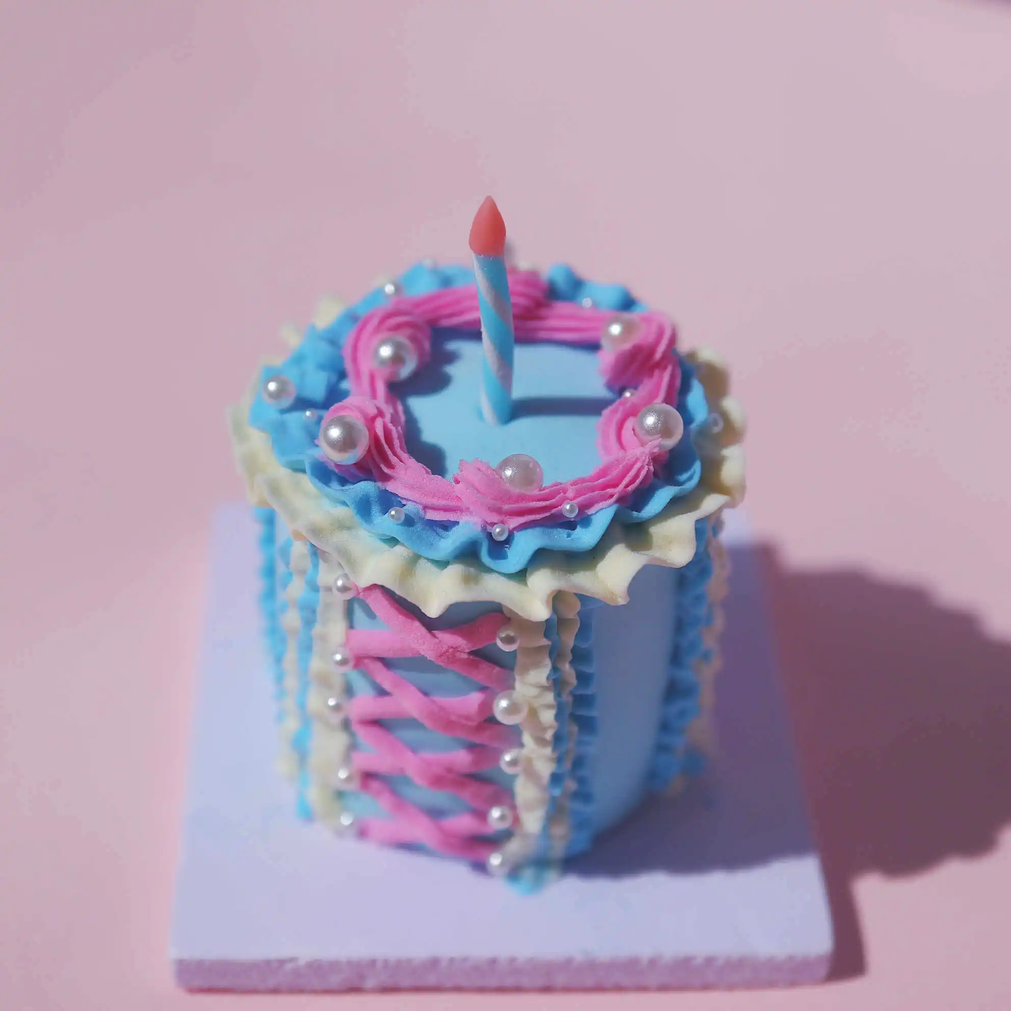 Birthday Bliss Miniature Cake Set: Air Dry Clay with Pastel Icing & Candle Birthday Bliss Miniature Cake Set: Air Dry Clay with Pastel Icing & Candle - Image 4