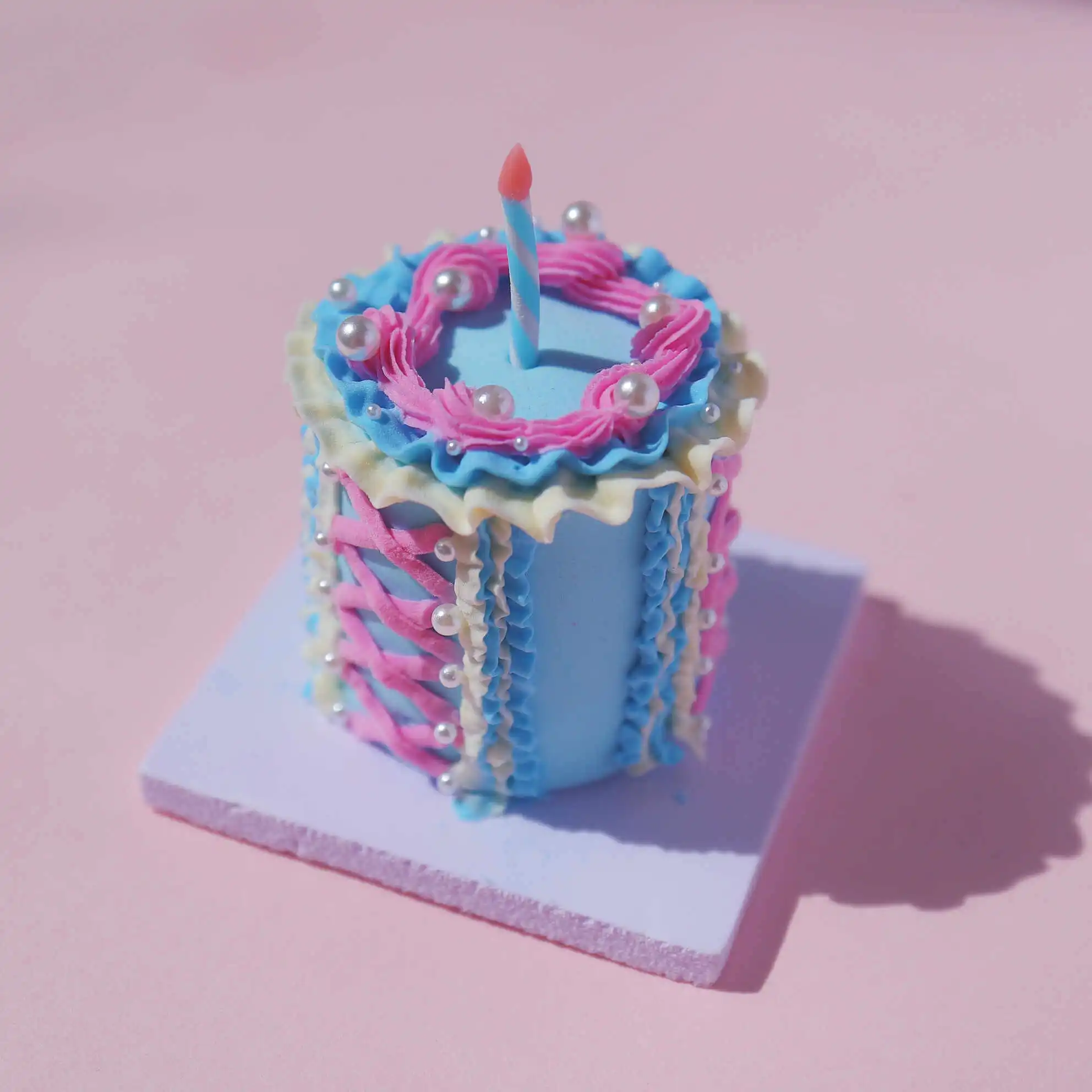 Birthday Bliss Miniature Cake Set: Air Dry Clay with Pastel Icing & Candle Birthday Bliss Miniature Cake Set: Air Dry Clay with Pastel Icing & Candle - Image 5