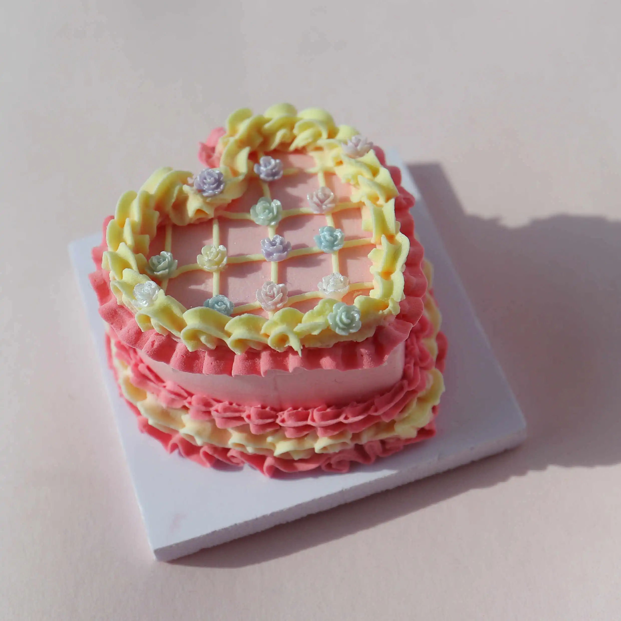 Celebration in Bloom Air Dry Clay Mini Cake Set with Pink & Yellow Icing Celebration in Bloom Air Dry Clay Mini Cake Set with Pink & Yellow Icing - Image 3