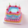 Elegant Blue Square Mini Cake Crafting Kit: Complete with Clay Cherry Decorations Elegant Blue Square Mini Cake Crafting Kit: Complete with Clay Cherry Decorations