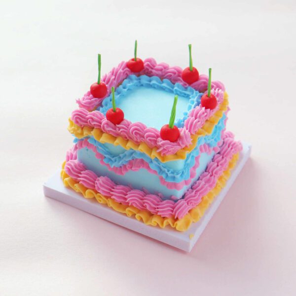 Alternative view of Elegant Blue Square Mini Cake Crafting Kit: Complete with Clay Cherry Decorations