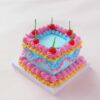 Elegant Blue Square Mini Cake Crafting Kit: Complete with Clay Cherry Decorations Elegant Blue Square Mini Cake Crafting Kit: Complete with Clay Cherry Decorations