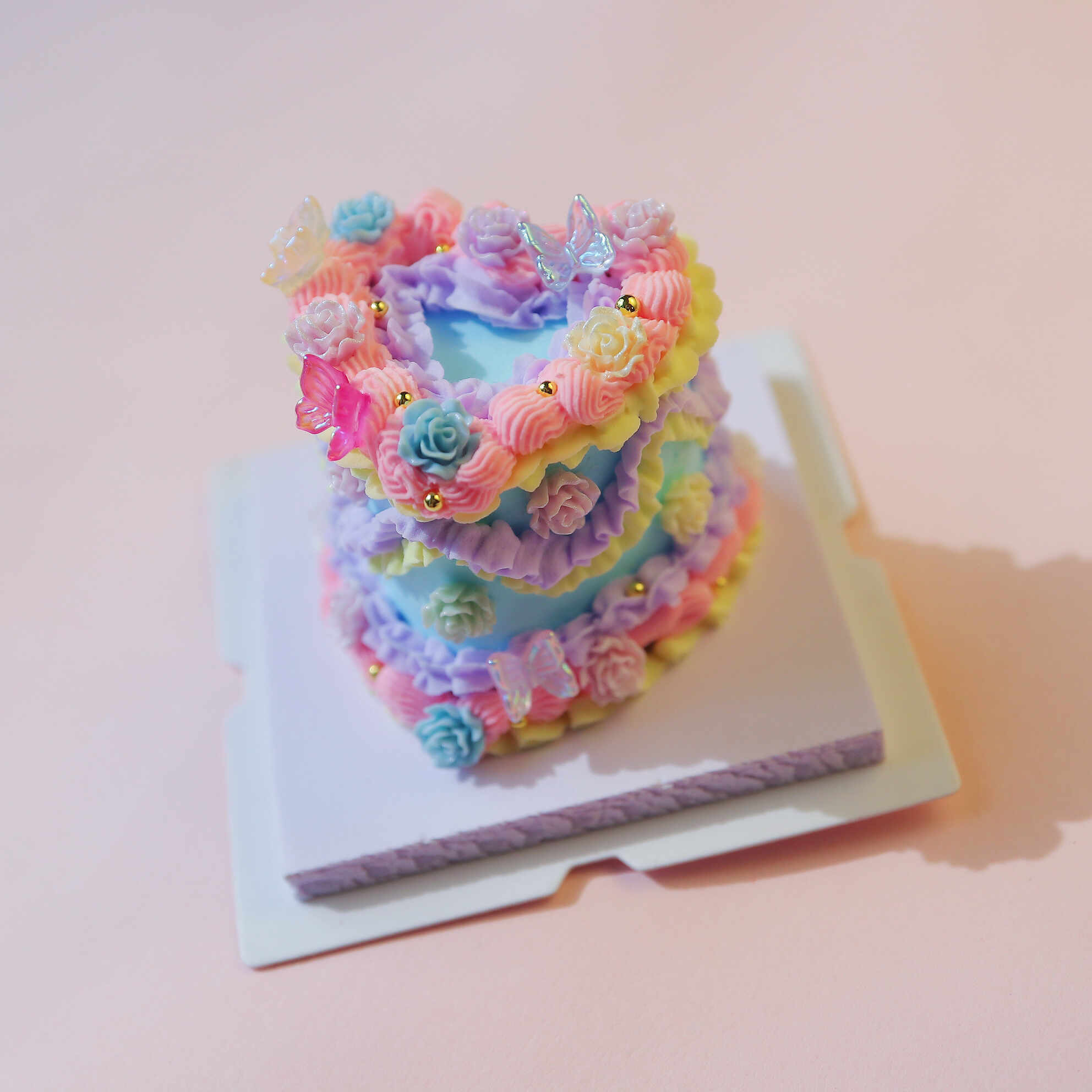 Spring Whimsy Mini Clay Cake Kit Blue Heart with Colorful Butterflies Spring Whimsy Mini Clay Cake Kit Blue Heart with Colorful Butterflies - Image 3