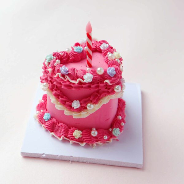 Alternative view of Sweetheart Mini Clay Cake Kit: Pink Heart with Elegant Floral Touches