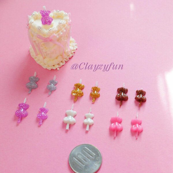 Adorable Bear Candles for Clay Cake Decorations (12 Per Set)