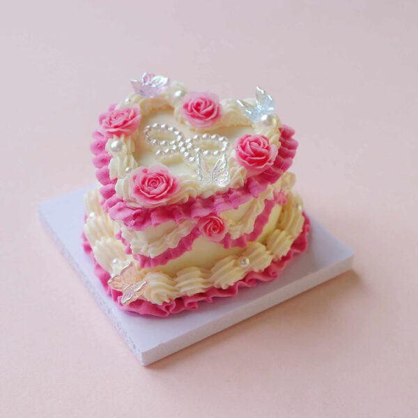 Alternative view of Lovely Heart-Shaped Mini Cake Set: Crafted with Pink and Yellow Icing