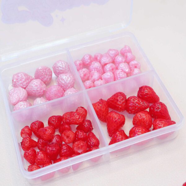 Assorted Mini Clay Strawberries Set: Red and Pearlescent Pink Varieties
