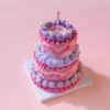 Deluxe Mini Clay Cake Set Layered Purple Design with Elegant Pearls