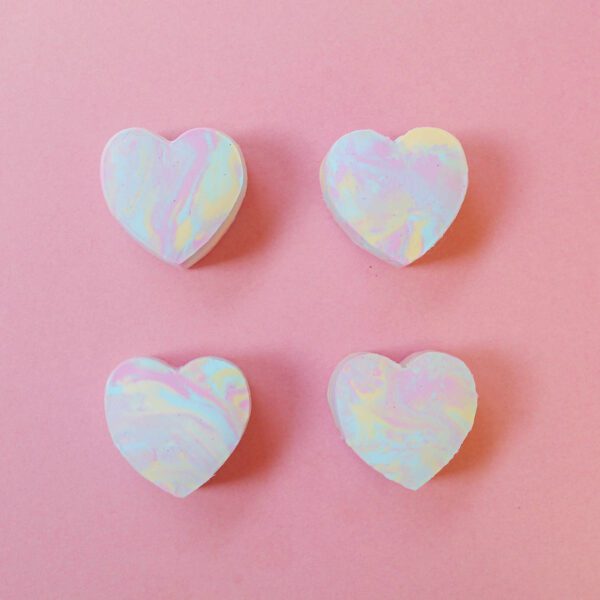 Rainbow Heart Clay Base Set: Colorful Foundations for Crafting (4 Bases)