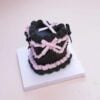 Elegant Black Heart Cake Kit: Adorned with Pink and Black Ribbons Elegant Black Heart Cake Kit: Adorned with Pink and Black Ribbons