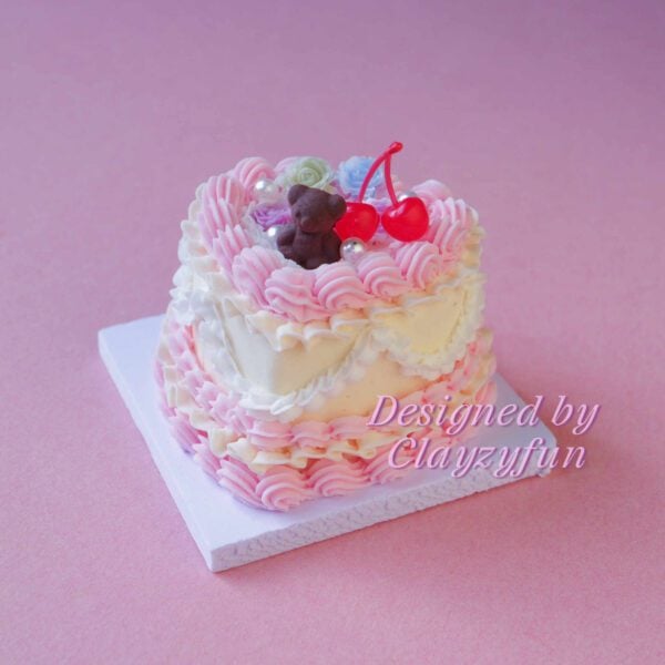 Elegant Teddy Bear & Cherry Mini Cake Set Delightful Crafting Fun