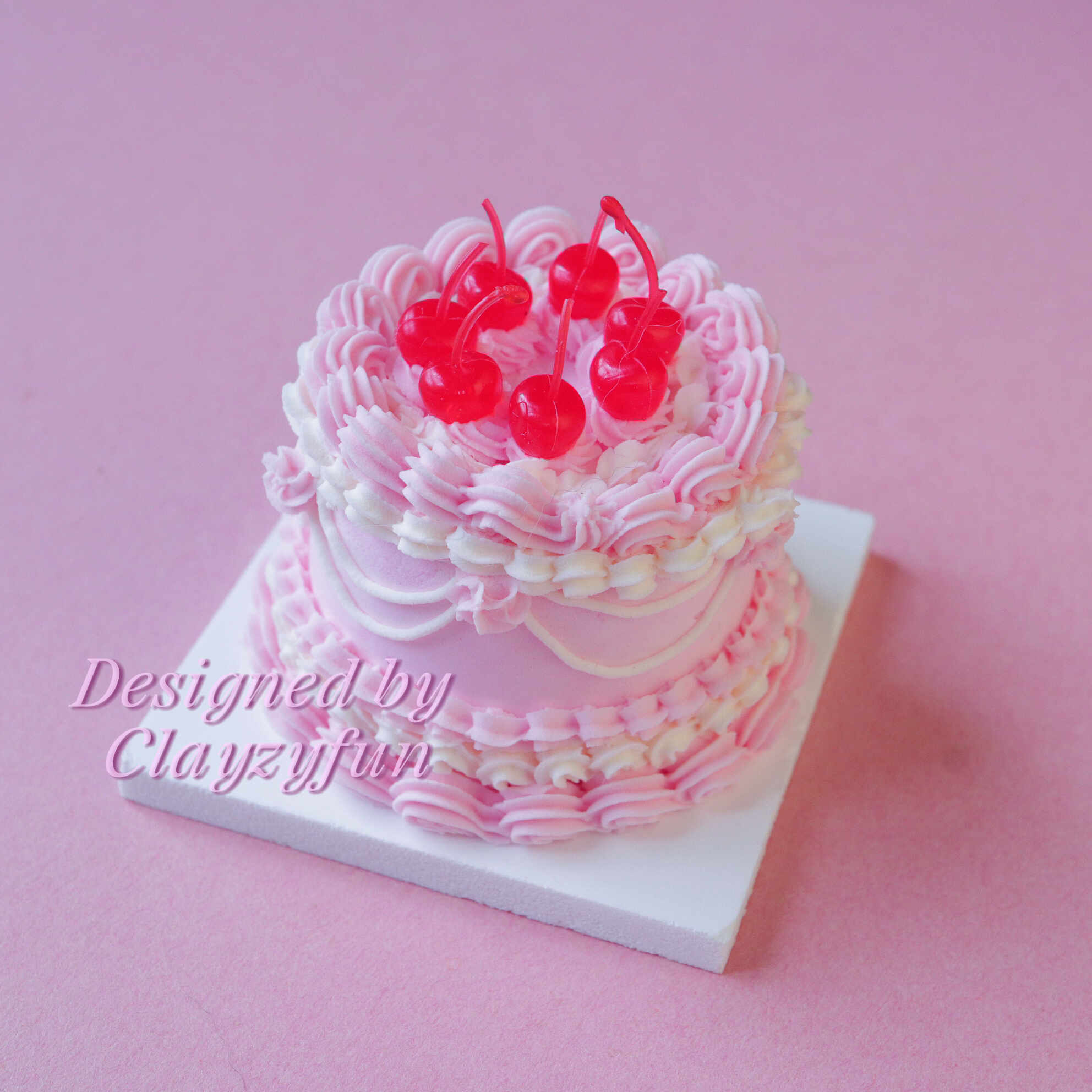 Miniature Cherry Cake Kit Soft Pink and White Icing with Delightful Cherries Miniature Cherry Cake Kit Soft Pink and White Icing with Delightful Cherries