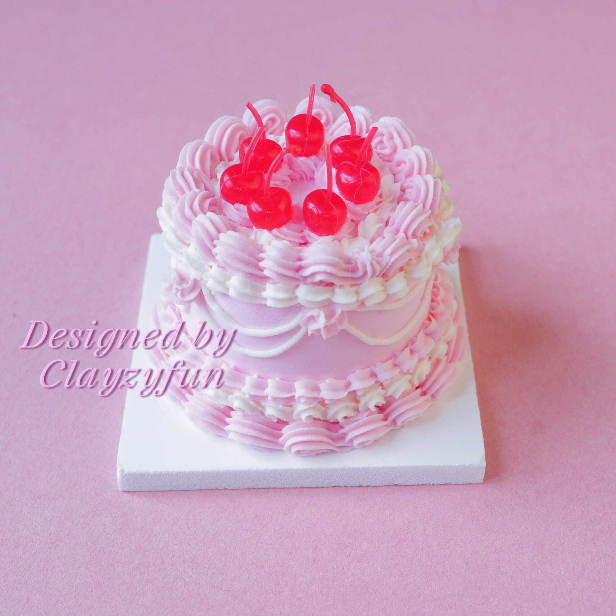 Miniature Cherry Cake Kit Soft Pink and White Icing with Delightful Cherries Miniature Cherry Cake Kit Soft Pink and White Icing with Delightful Cherries