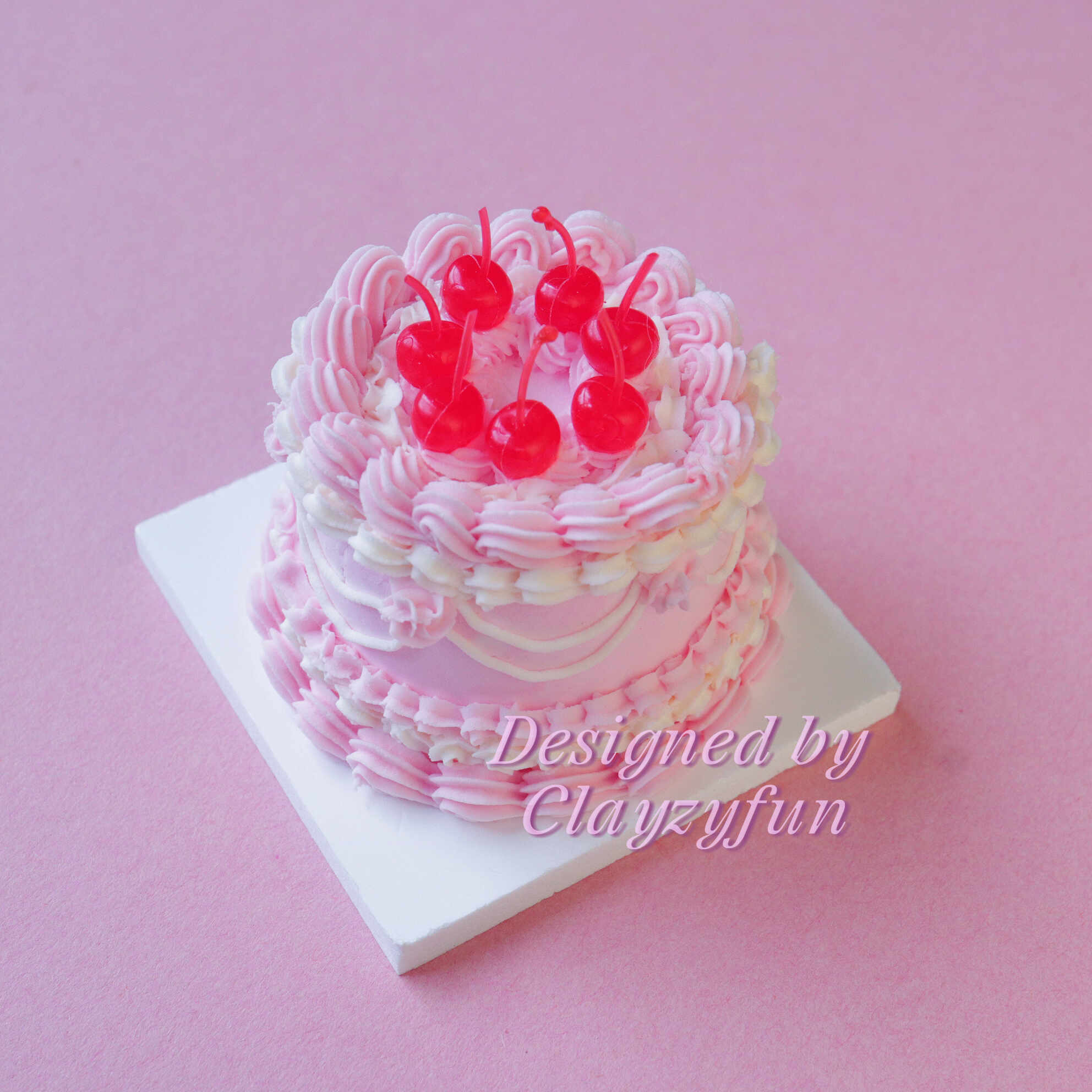 Miniature Cherry Cake Kit Soft Pink and White Icing with Delightful Cherries Miniature Cherry Cake Kit Soft Pink and White Icing with Delightful Cherries