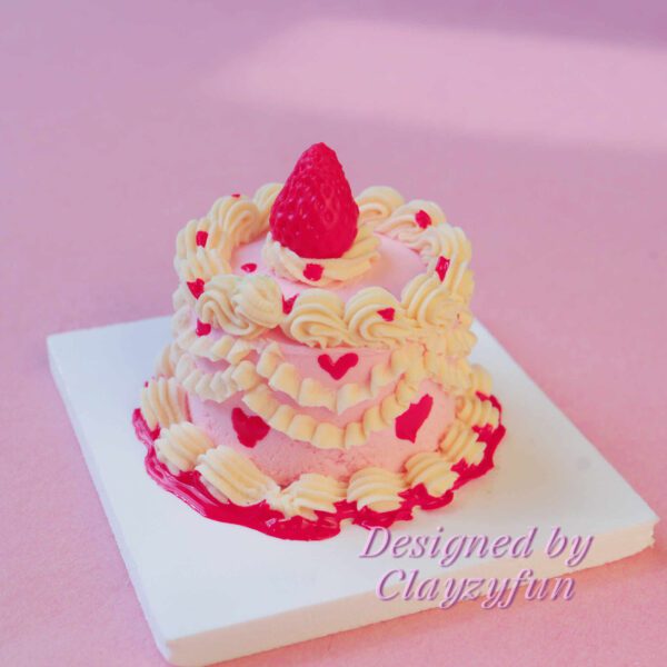 Romantic Strawberry Delight Cake Kit Adorned with Creamy Yellow and Red Icing