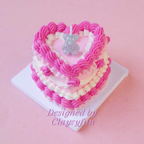 Twinkling Teddy Cake Kit Elegant Heart Design in Pink and White
