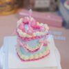 Sweetheart Pastel Cake Kit: Delicate Layers with Bows and Strawberries