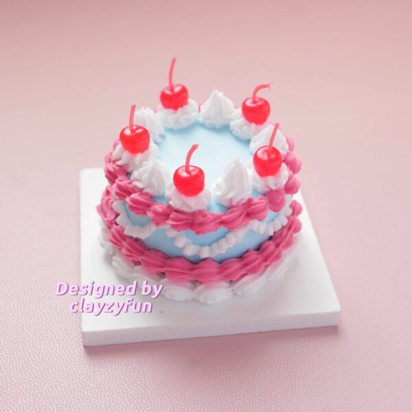 Charming Blue Cake Clay Kit with Whipped Cream and Cherry Accents