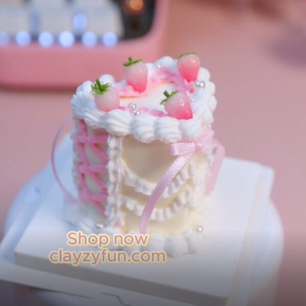 Alternative view of Elegant Mini Cake Kit with Strawberry Topping, Ribbon, and Pearls for Gifting