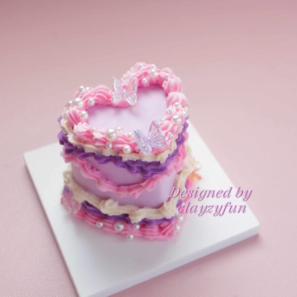 Alternative view of Lovely Mini Cake Kit with Heart Shape, Pearls, Butterflies, and Ribbons
