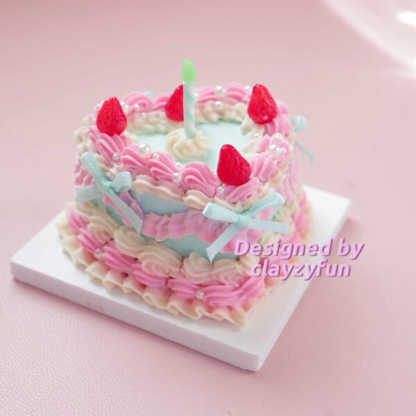 Alternative view of Sweet Mini Heart Cake Kit with Pink Cream, Strawberry Topping, and Candle